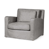 HomeRoots Flint Gray Slipcover Upholstered Fabric Seating  Wide Accent Chair With Wooden Frame And Legs 376359-HOMEROOTS 376359