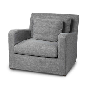 HomeRoots Castlerock Gray Slipcover Upholstered  Fabric Seating  Wide Accent Chair With Wooden Frame And Legs 376360-HOMEROOTS 376360