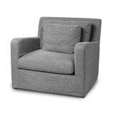 Castlerock Gray Slipcover Upholstered  Fabric Seating  Wide Accent Chair With Wooden Frame And Legs