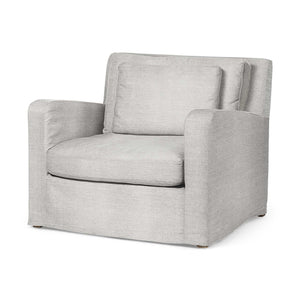 HomeRoots Frost Gray Slipcover Upholstered Fabric Seating  Wide Accent Chair With Wooden Frame And Legs 376361-HOMEROOTS 376361