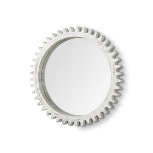 HomeRoots 35.5" Round Whitewashed Wood Frame Wall Mirror 376371-HOMEROOTS 376371