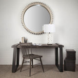 HomeRoots 44" Round Silver Wood Frame Wall Mirror 376381-HOMEROOTS 376381