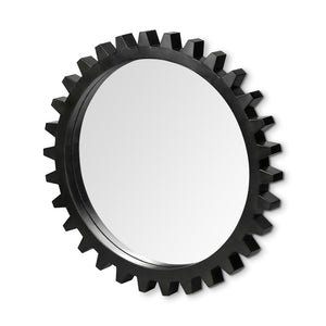 HomeRoots 37" Round Black Metal Frame Wall Mirror 376396-HOMEROOTS 376396