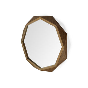 HomeRoots 32" Octagon Wooden Frame Wall Mirror 376397-HOMEROOTS 376397