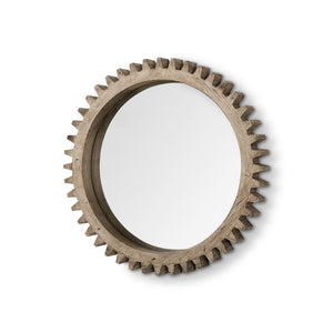 HomeRoots 35" Round Natural Wood Frame Wall Mirror 376398-HOMEROOTS 376398