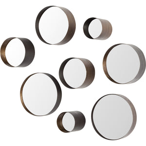 HomeRoots Set Of 8 Brown Metal Wall Mirrors 376403-HOMEROOTS 376403