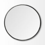 HomeRoots 47" Round Black Metal Frame Wall Mirror 376409-HOMEROOTS 376409