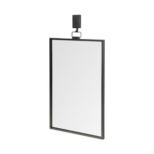 HomeRoots Black Gray Metal Vertical Frame Wall Mirror 376410-HOMEROOTS 376410