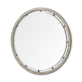 HomeRoots 54" Round Brown Wood Frame Wall Mirror 376422-HOMEROOTS 376422