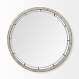 HomeRoots 54" Round Brown Wood Frame Wall Mirror 376422-HOMEROOTS 376422