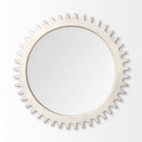 HomeRoots 35.5" Round White Wood Frame Wall Mirror 376433-HOMEROOTS 376433