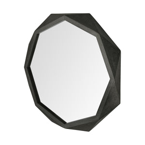 HomeRoots 41" Octagon Black Wood Frame Wall Mirror 376443-HOMEROOTS 376443