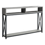 48" Rectangular GreywithBlack Metal Hall Console with 2 Shelves Accent Table