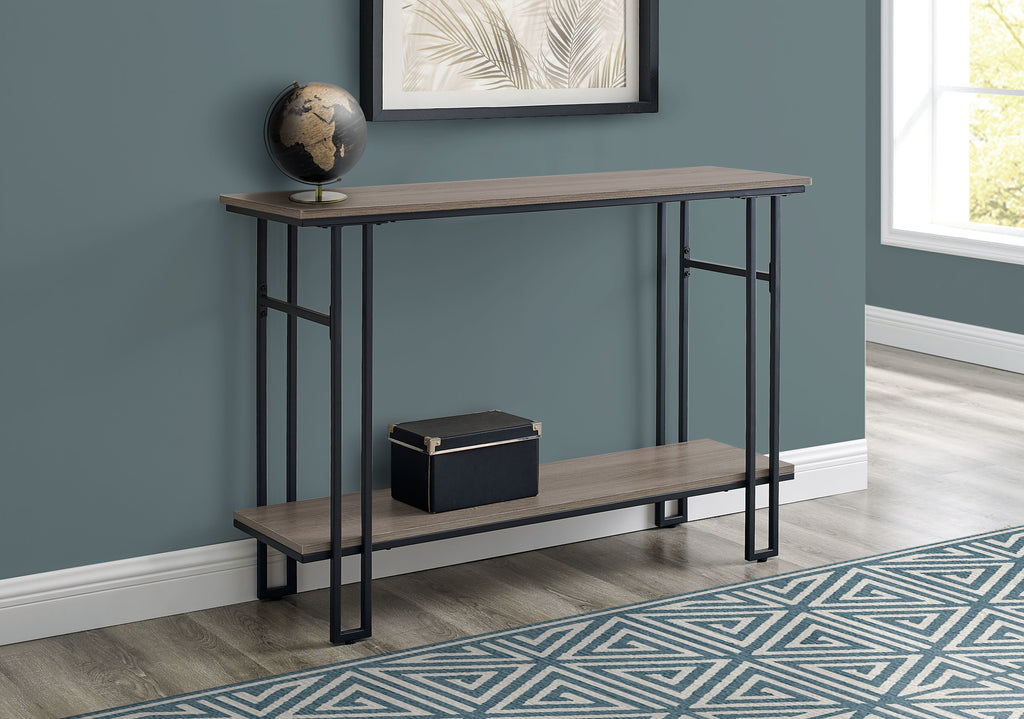 48" Rectangular GreywithBlack Metal Hall Console Accent Table