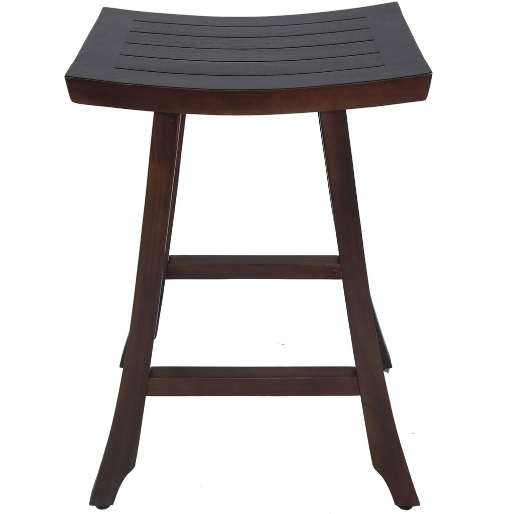 Compact Teak Counter Stool in Brown Finish