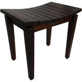 Contemporary Flared Teak Shower Stool or Bench in Brown Finish