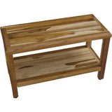 Rectangular Teak Shower Bench with Shelf in Natural Finish