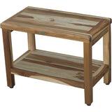 Rectangular Teak Shower Bench with Shelf in Natural Finish