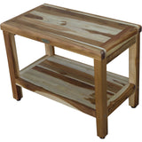 Rectangular Teak Shower Bench with Shelf in Natural Finish