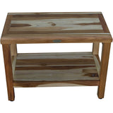 Rectangular Teak Shower Bench with Shelf in Natural Finish