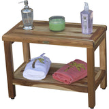 Rectangular Teak Shower Bench with Shelf in Natural Finish