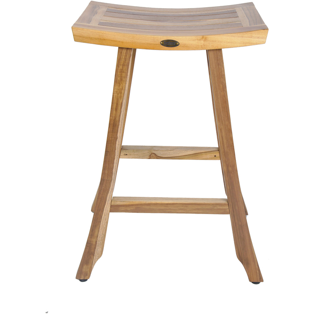 Compact Teak Counter Stool in Natural Finish