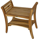 Contemporary Teak Shower bench with Handles in Natural Finish