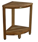 HomeRoots Compact Teak Corner Shower Stool With Shelf In Natural Finish 376736-HOMEROOTS 376736