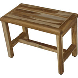 Compact Rectangular Teak Shower Outdoor Bench with Shelf in Natural Finish
