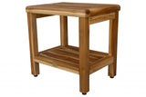 HomeRoots 18" Contemporary Teak Shower Stool Or Bench With Shelf In Natural Finish 376749-HOMEROOTS 376749