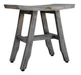 Compact Contemporary Teak Shower Stool In Gray Finish