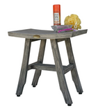 HomeRoots Compact Contemporary Teak Shower Stool In Gray Finish 376758-HOMEROOTS 376758