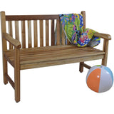 Compact Teak Outdoor Bench with Straight Design in Natural Finish