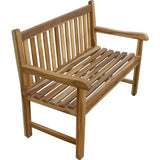 Compact Teak Outdoor Bench with Straight Design in Natural Finish