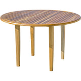 Round Compact Teak Dining Table in Natural Finish