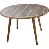 Round Compact Teak Dining Table in Natural Finish