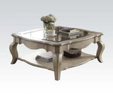 HomeRoots Antique Taupe Clear Glass Coffee Table 376981-HOMEROOTS 376981