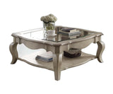 HomeRoots Antique Taupe Clear Glass Coffee Table 376981-HOMEROOTS 376981