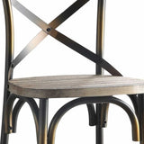 43' High Back Antiqued Copper and Oak Finish Bar Chair