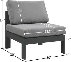 Nizuc Waterproof Fabric / Aluminum / Foam Contemporary Grey Waterproof Fabric Outdoor Patio Aluminum Armless Chair - 30" W x 30" D x 34" H