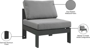 Nizuc Waterproof Fabric / Aluminum / Foam Contemporary Grey Waterproof Fabric Outdoor Patio Aluminum Armless Chair - 30" W x 30" D x 34" H