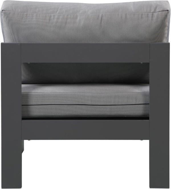 Nizuc Waterproof Fabric / Aluminum / Foam Contemporary Grey Waterproof Fabric Outdoor Patio Aluminum Armless Chair - 30" W x 30" D x 34" H