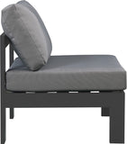 Nizuc Waterproof Fabric / Aluminum / Foam Contemporary Grey Waterproof Fabric Outdoor Patio Aluminum Armless Chair - 30" W x 30" D x 34" H