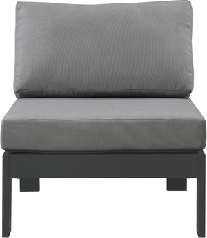 Nizuc Waterproof Fabric / Aluminum / Foam Contemporary Grey Waterproof Fabric Outdoor Patio Aluminum Armless Chair - 30" W x 30" D x 34" H