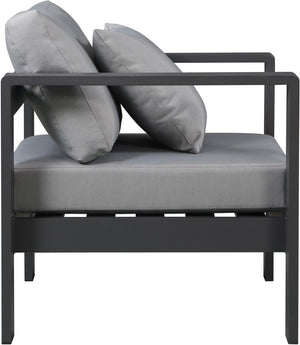 Nizuc Waterproof Fabric / Aluminum / Foam Contemporary Grey Waterproof Fabric Outdoor Patio Aluminum Arm Chair - 34" W x 30" D x 34" H