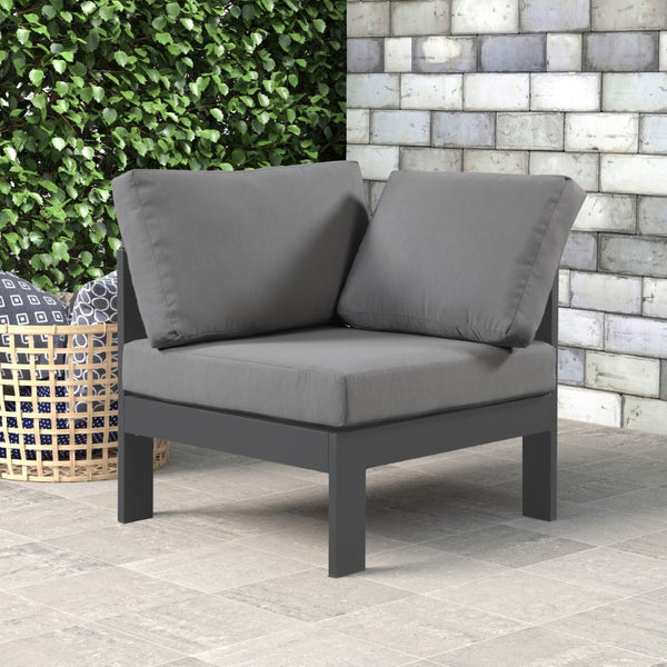 Nizuc Waterproof Fabric / Aluminum / Foam Contemporary Grey Waterproof Fabric Outdoor Patio Aluminum Corner Chair - 30" W x 30" D x 34" H