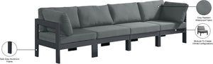 Nizuc Waterproof Fabric / Aluminum / Foam Contemporary Grey Waterproof Fabric Outdoor Patio Modular Sofa - 120" W x 30" D x 34" H