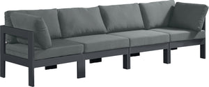 Nizuc Waterproof Fabric / Aluminum / Foam Contemporary Grey Waterproof Fabric Outdoor Patio Modular Sofa - 120" W x 30" D x 34" H