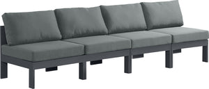 Nizuc Waterproof Fabric / Aluminum / Foam Contemporary Grey Waterproof Fabric Outdoor Patio Modular Sofa - 120" W x 30" D x 34" H