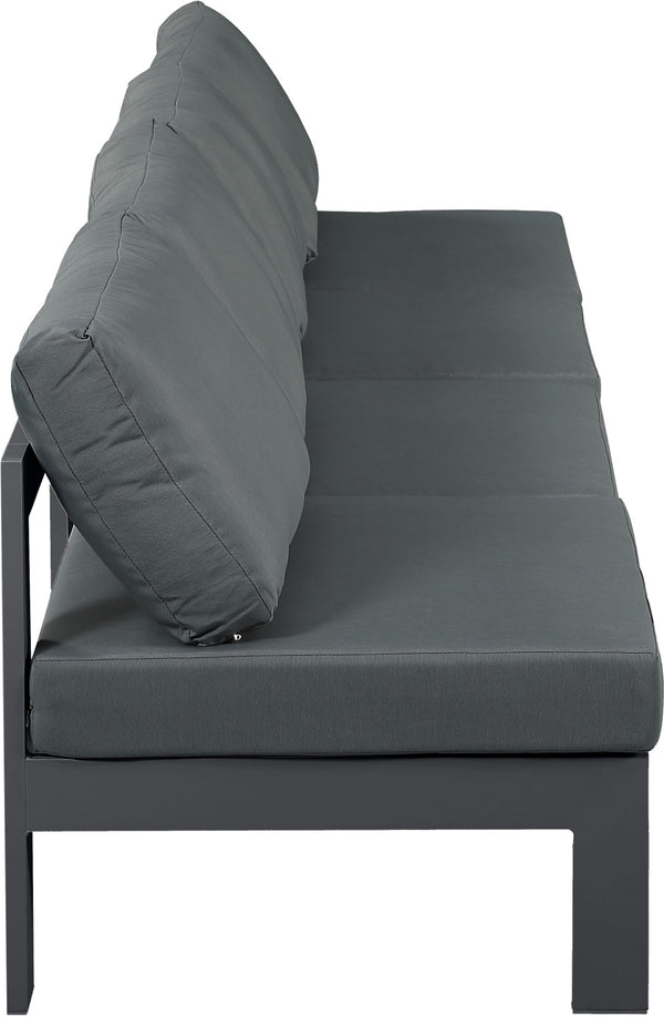 Nizuc Waterproof Fabric / Aluminum / Foam Contemporary Grey Waterproof Fabric Outdoor Patio Modular Sofa - 120" W x 30" D x 34" H